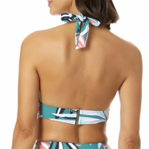 Anne Cole 2pc Zesty Tropical Halter Top Shirred High Waist Bottom Bikini Set XS - Picture 9 of 16